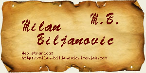 Milan Biljanović vizit kartica